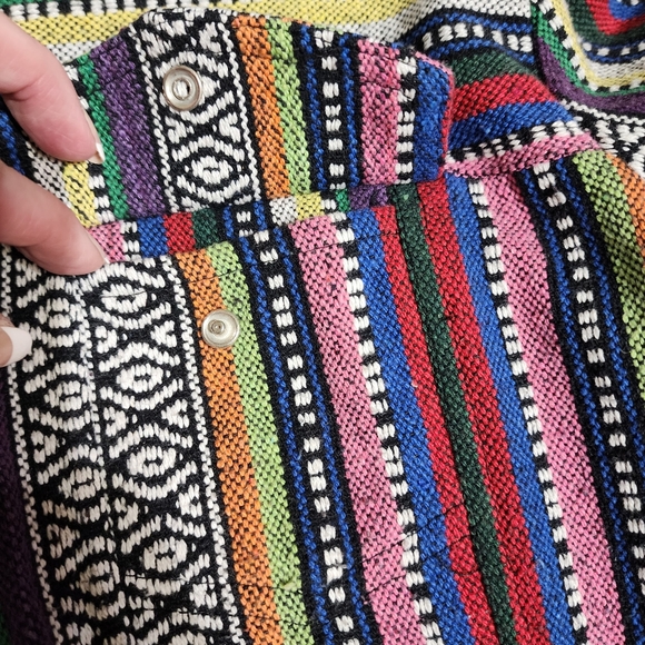 Chicos Rainbow Embroidered Boho Patchwork Style Jacket Chico's Size 2 US size - Picture 9 of 16